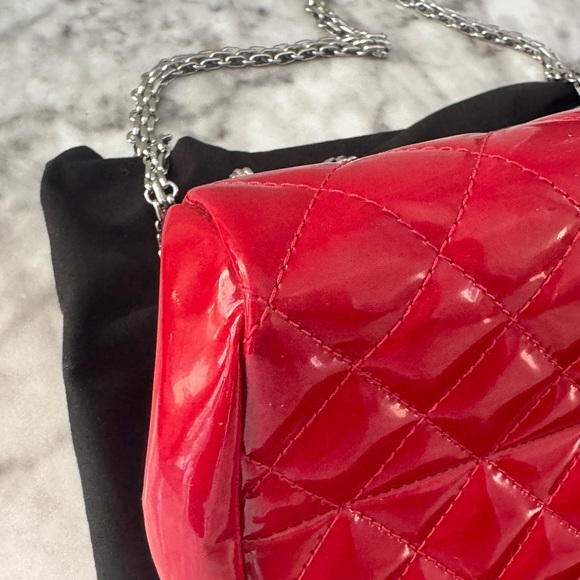 Chanel Mademoiselle Red Quilted Patent Leather Bag - Picture 8 of 13